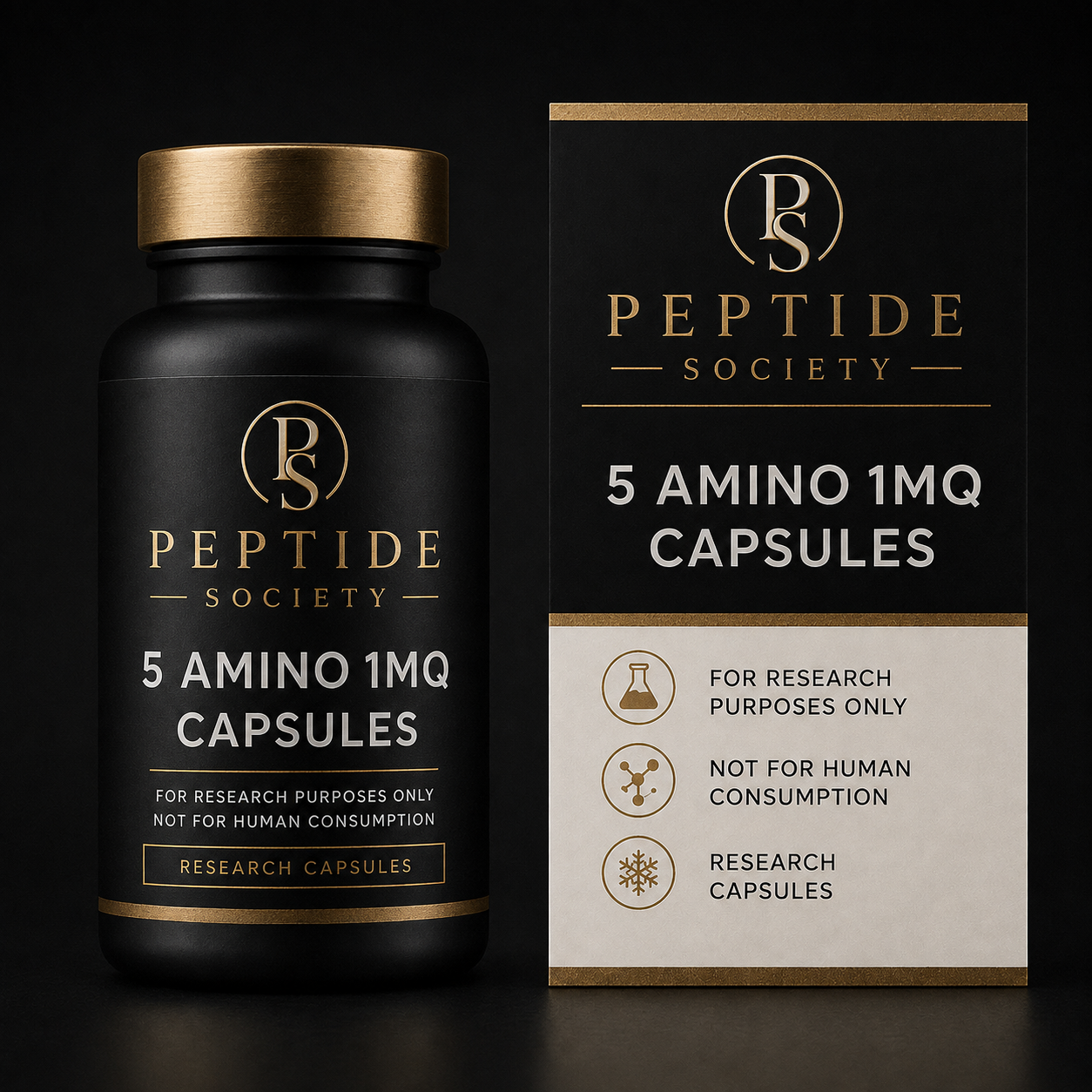 Peptide Society capsule bottle and carton
